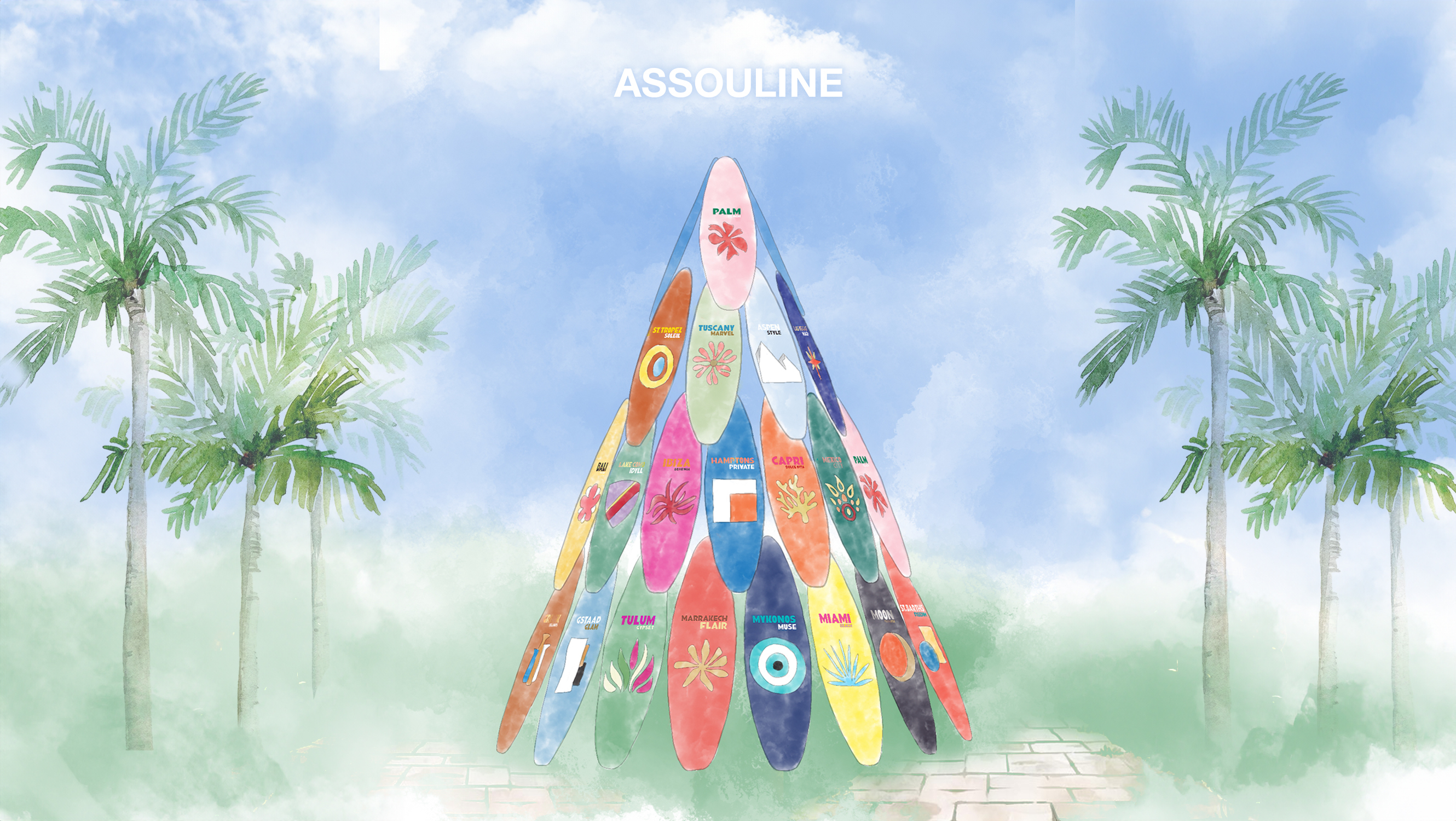 Assouline to Design 2024 Holiday Surfboard Tree at The Royal Poinciana Plaza in Palm Beach