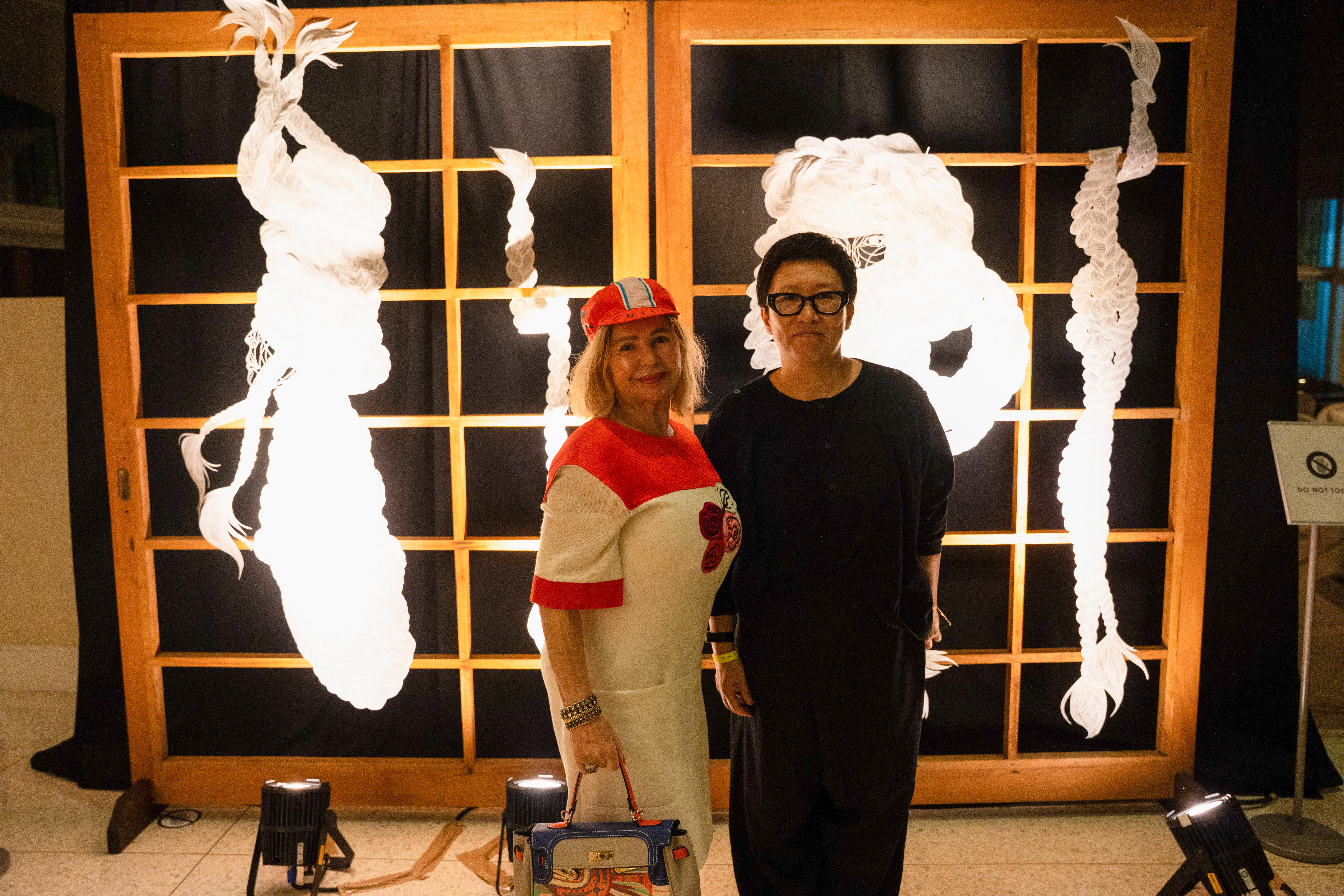 Maya A Johnson(Editor-In-Chief of Miami Palm Beach Today), with artist Hiromi Mizugai Moneyhun at the Morikami event, Nobu Hotel Eden Roc Miami Beach